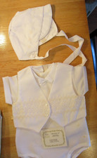VINTAGE 1960s Sears Baby 3 Piece Christening Outfit Bodysuit, Vest  Bonnett NOS