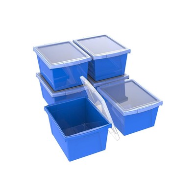 Storex Storage Bin Blue 6 count 4 Gallon with Lid
