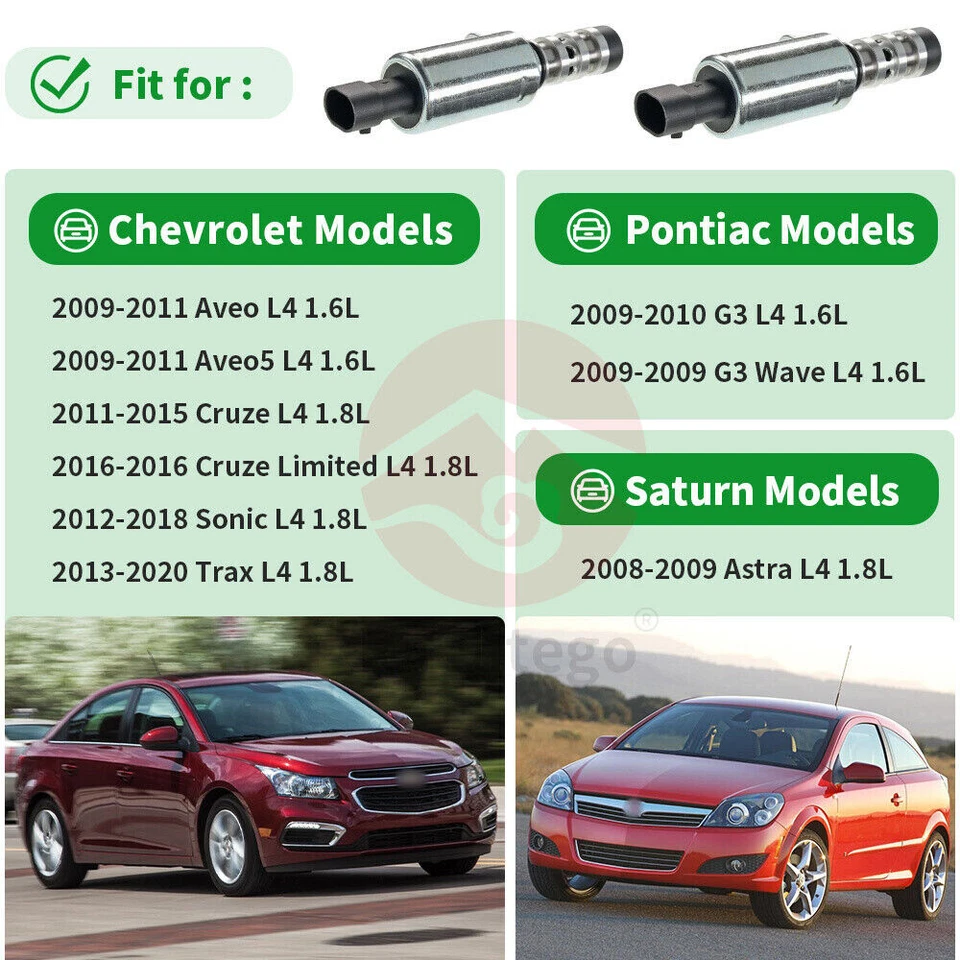 2x Intake&Exhaust Variable Valve Timing VVT Solenoid for Chevrolet Cruze Sonic Foto 3 de 4