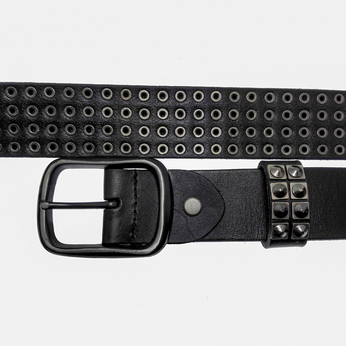 Mens Full Grain Leather Studded Belt Punk Rock with Metal Mens Full Grain Leather Studded Belt Punk Rock with Metal