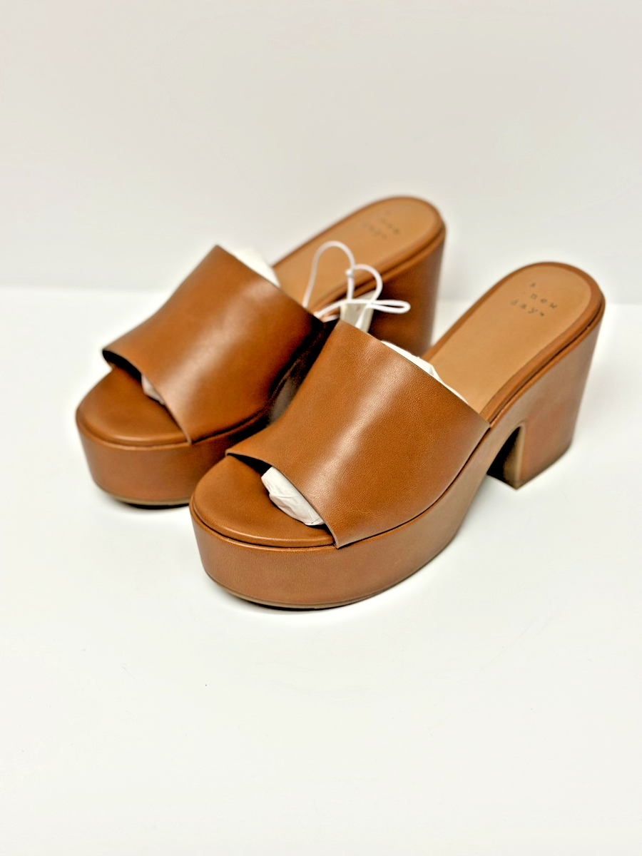 A New Day Women's Size Brown Memory Foam Slip on Platform Wedge Heel