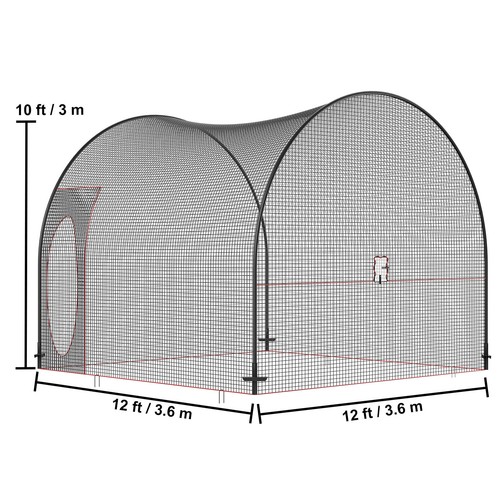 12FT Softball Baseball Cage Net and Frame Heavy Duty Pitching Batting Cage - Picture 8 of 12