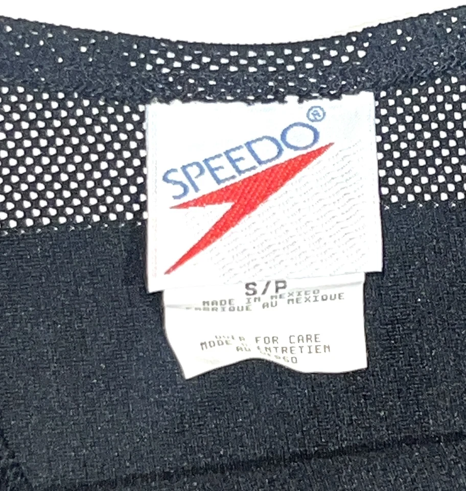 Speedo VTG Black Sheer Mesh Stripe Sleeveless Beach Pool Swim Cover-Up Dress S - Image 4 of 4