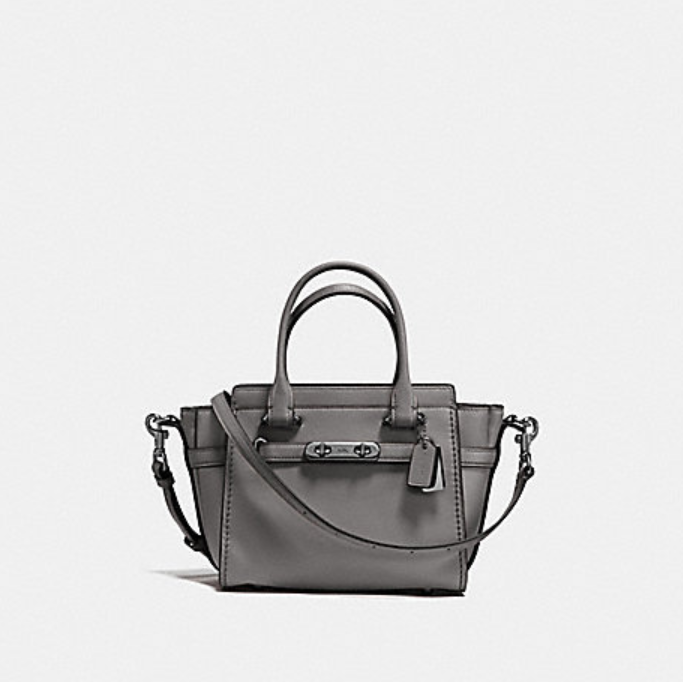 NWT Coach Swagger 21 Glovetanned Leather Satchel Purse Bag Grey