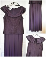 Vintage Petra Evening Dress w/ Beaded top Purple size 8
