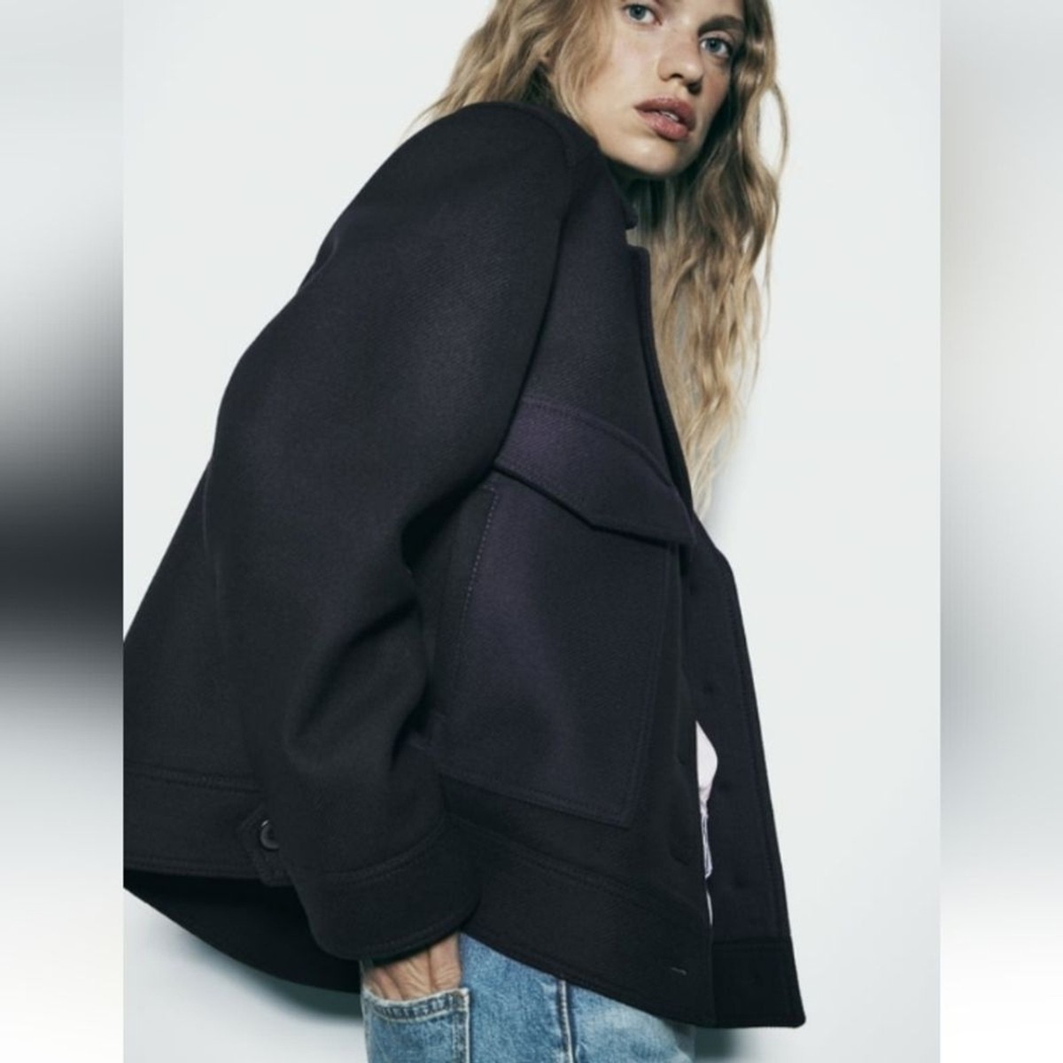 Zara ZW Collection Cropped Manteco Wool Coat | eBay