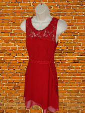 WOMENS MONSOON SIZE UK 10 RED SLEEVELESS LACE PARTY CHRISTMAS EVENING XMAS DRESS