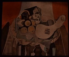 VINTAGE Magic Lantern Slide FRUIT AND GUITAR BY GEORGES BRAQUE C1950 ART PHOTO