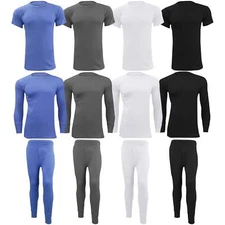 Mens Thermal Long Johns Top T Shirt Bottom Trouser Underwear Set Full Sleeve