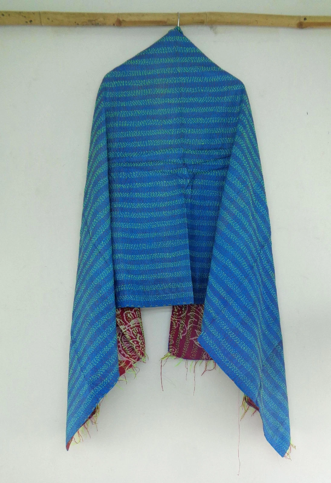 Silk Kantha Scarf Head Wrap Stole veil Hand Quilted Women Bandanas headband