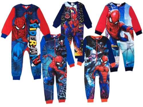 Boys Spiderman 1Onesie Marvel One Piece Pyjama Sleepsuit Age 18 Months-10 Years - Picture 1 of 48