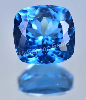 Natural Blue Zircon 7.20 Ct Cushion Stunning Certified Cambodian Gemstone