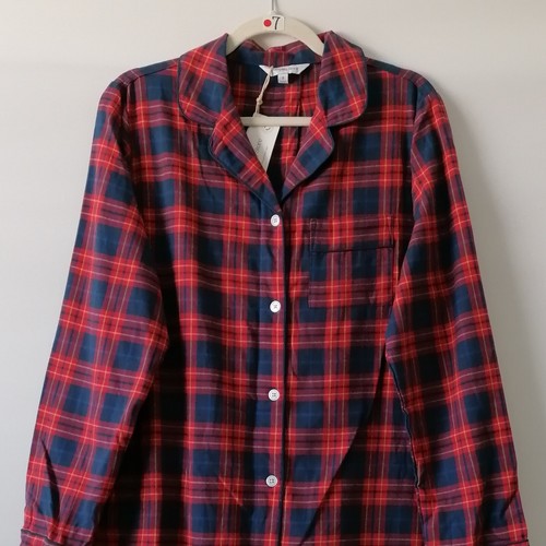 The Company Store Womens Navy Red Plaid Family Flannel Women's Nightshirt Size M - Picture 2 of 6