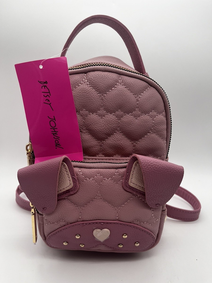 Betsey Johnson Quilted Puppy Backpack XO Baybee Pink New | eBay