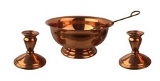Coppercraft Guild Taunton MA Copper Pedestal Bowl Candlesticks Snuffer 4 Pc Set