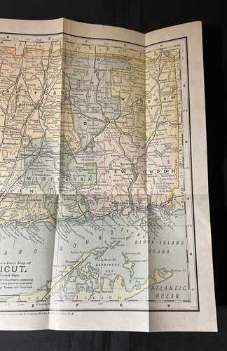 1898 Mappa delle città del Connecticut capitale dello stato Matthews Northrup Hartford - Foto 5 di 7