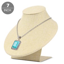 Linen Necklace Jewelry Pendant Chain Chokers Display Bust Stand 7 inch Beige 
