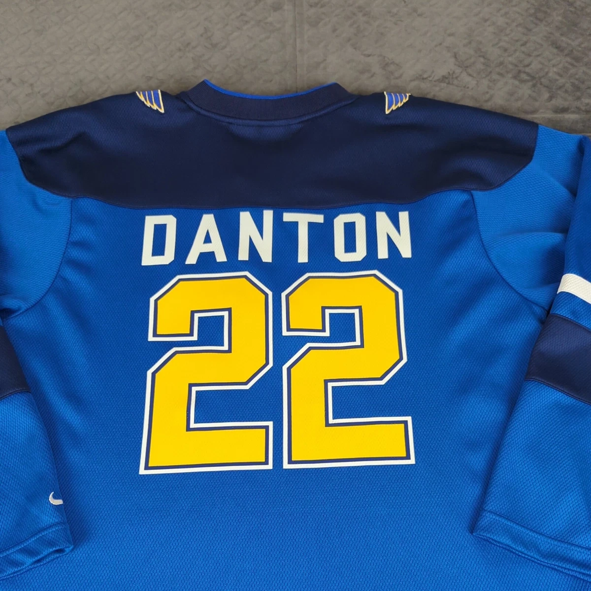 Mike Danton St Louis Blues Shirt Nike Long Sleeve Boys XL Men Small #22 Blue