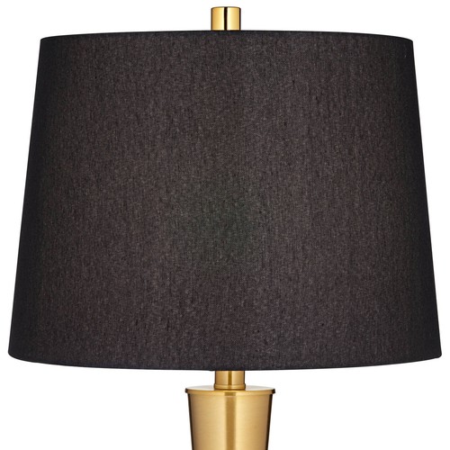 Wayne Modern Table Lamps 29 1/4" Tall Set of 2 Brass USB Black Shade for Bedroom - Bild 7 von 10
