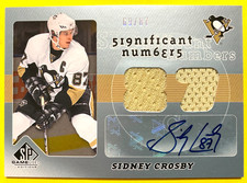 2008-09 SPGU SIGnificant Numbers #SC Sidney Crosby Dual Jersey Autograph #69/87