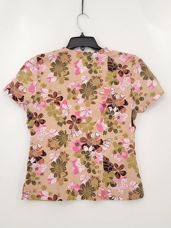 Izzy Scrubs Womens Adult Size XS Multicolor Floral V Neck Pockets Short Sleeves - Image 2 of 4