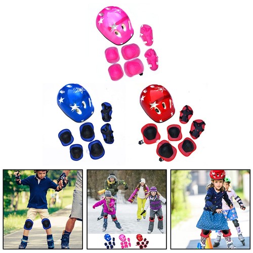 Helmet and Knee Elbow Wrist Pads Set for Boys and Girls Adjustable Design Use - Picture 19 of 53