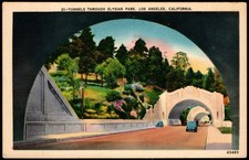 Postcard Tunnels Through Elysian Park, Los Angeles, CA Linen