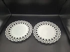 Vintage Set of 2 Plates White Milk Glass Open Lace Edge 9.5in. MG