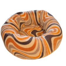 Guinea Pig Donut Bed in Swirl Print Fleece with Orange Fleece