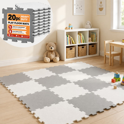 20 Stück Große Grau Weiß Kinder Spielmatte Bodenmatte Schaumstoff Garten Fitness Kinderzimmer Matte