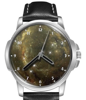 Stars And Nebula Space Lederarmband großes Zifferblatt Geschenk Armbanduhr