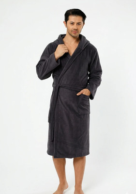 Herren Bademantel mit Kapuze und Gürtel Warm Hausmantel M-2XL