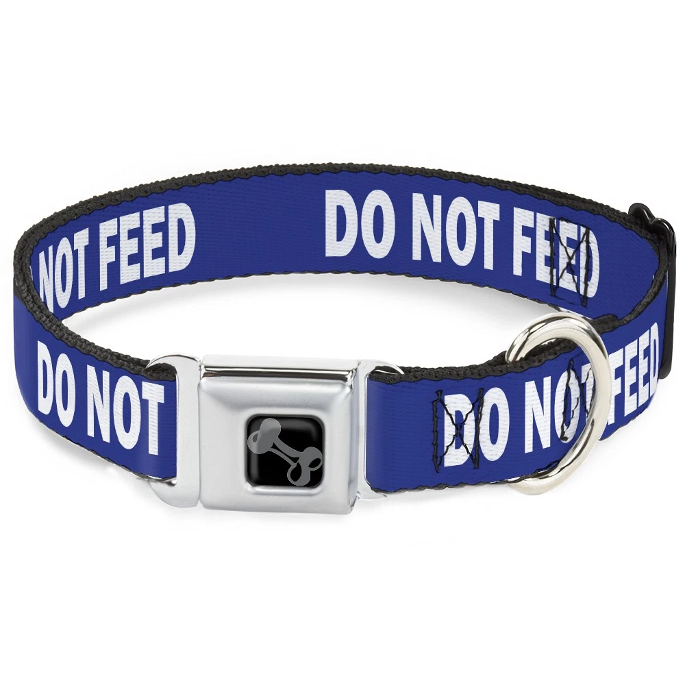 Dog Collar Bone Pet Quote DO NOT FEED Navy/White Medium 11-16.5" (US IMPORT)