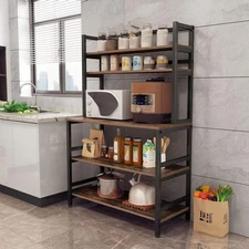 5-Tier Kitchen Bakers Rack with Hutch, Industrial Microwave Oven Stand, Balck