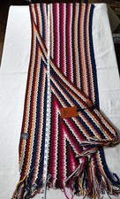 Missoni Women's Zig Zag Knit Neck Scarf Multicolor Fringe 80 Wool 40x200 Tags