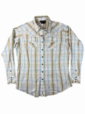 Ariat Western Shirt Mens Large Plaid Pearl Snap Cowboy Cotton Rodeo