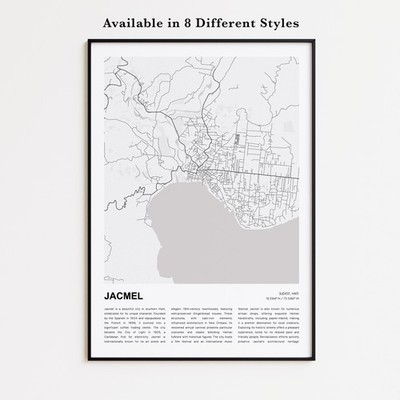 Jacmel City Map Print, Sud-Est Travel Poster, Modern Map, Wall Decor Art