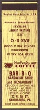 Bar-B-Q Sandwich Shop 22 N 4th Harrisburg PA matchcover