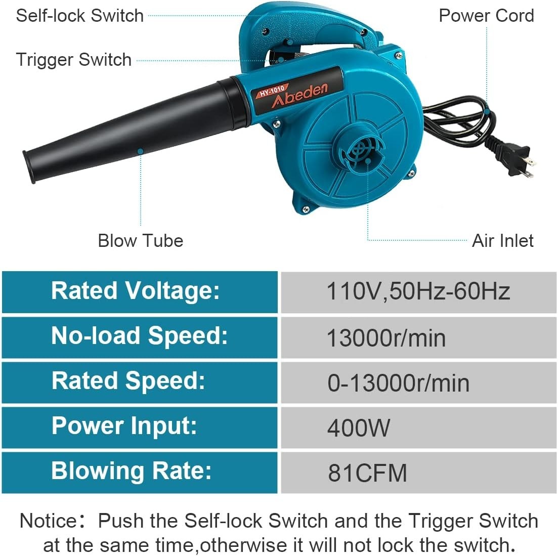 Corded Handheld Electric Blower/Vacuum - Effortless Cleaning for Leaves & Snow