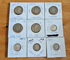 Silver Lot w/ Dimes, Nickels & Standing Liberty Quarter 9 Coins Total