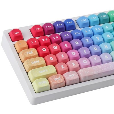 Rainbow PBT Keycap Set, 133 Keys MOA Profile, Dye-Sublimation, Vibrant Colorf...