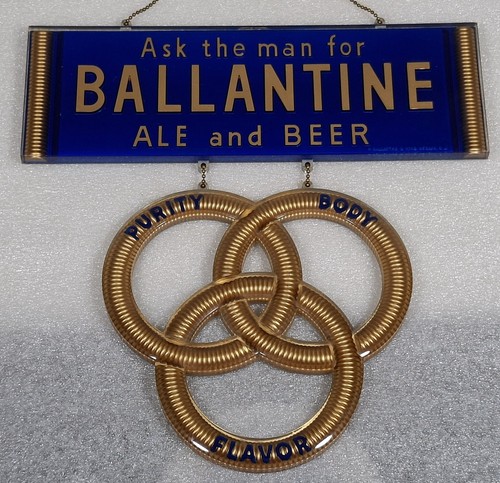 Old Ballantine Ale & Beer Chain Hung Back Bar Display Sign Brewing Newark NJ