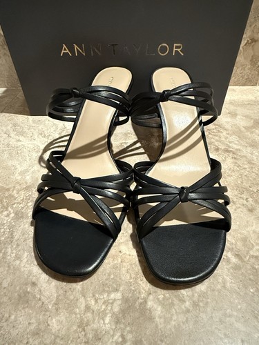 Ann Taylor Ellis Leather Knot Heeled Sandals Black Size 9 *New in Box - Picture 6 of 23
