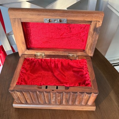 Walnut Treasure Within Puzzle Secret Box Hand Made-Puzzle Box with Key EUC Gift