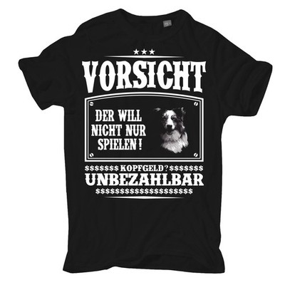 Mens Australian Shepherd T-Shirt CAUTION Who Doesn't Just Want To Play Dogs Dog