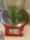 VINTAGE uranium Green GLASS DECANTER 8.5 Inch With black Art Deco Stopper Unique — photo 3