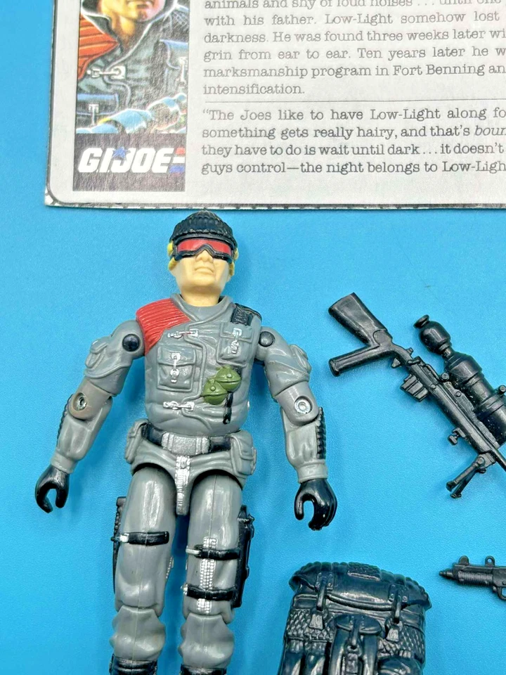 Baja luz v1 100% completo G.I. Figura de acción Hasbro Joe 1986 vintage con tarjeta Foto 2 de 4