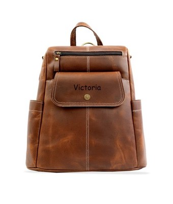 Women s Genuine Leather Backpack Brown Vintage Rucksack Purse