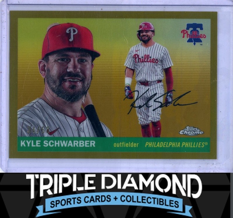 2025 Topps Chrome Platinum Kyle Schwarber Gold Refractor #34/50 Phillies Z828