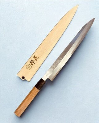 Zanmai 27 cm. Blue Steel Yanagi Knife w/Wooden Cover Made In Japan